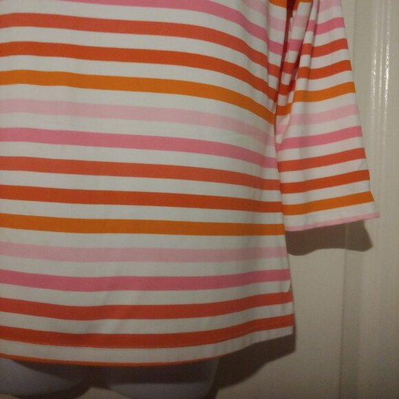 J. McLaughlin Catalina Cloth Pink/Orange Nautical Coastal Mature Business Top L - Picture 6 of 9